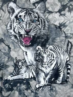 Vintage Tie Dye White Tiger Nature T-Shirt Men’s Sz M Grey Back To Earth Tag